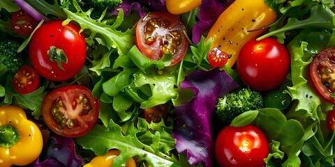 Salad with tomatoes, vegetables on a plate