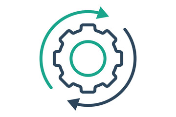 Operation icon. line icon style. gear with arrow. icon related to efficiency. productivity elements vector illustration