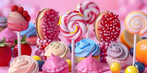 Sweet, cupcake, lollipop 