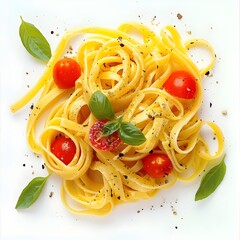 Spaghetti with tomato sauce and basil