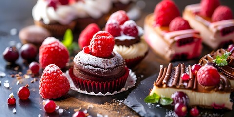 Cupcake with berries and chocolate