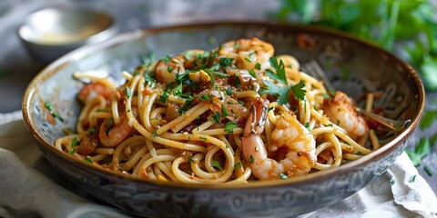 spaghetti with shrimps 