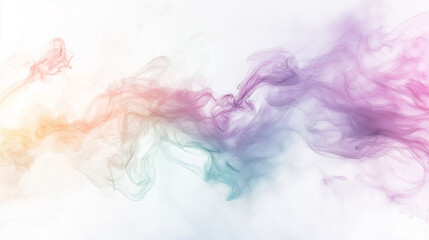 Obraz premium abstract pastel rainbow: soft pink, lavender, mint, and pale yellow ink storm artwork, on a cloud white background