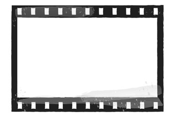 Grunge film frame. Blank movie border. Abstract cinema outline. Distressed black edge.