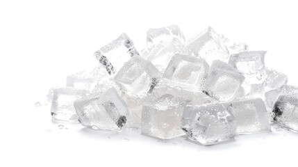 Obraz premium A pile of ice cubes isolated white background 
