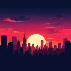 Fototapeta premium the AI Image Generator, Sunset midtown reflection