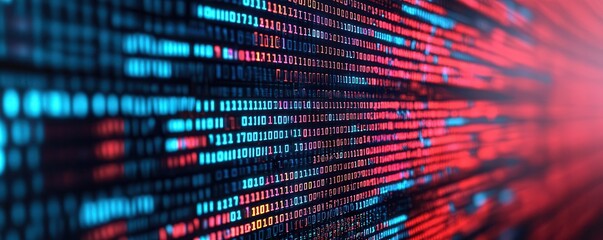 Fototapeta premium Gradient abstract representation of digital transformation, where virtual data, tunnel vision, landscape, underground backdrop,