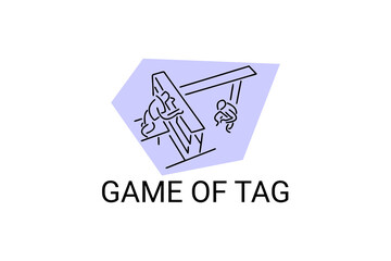 Naklejka premium Game of tag sport vector line icon. an athlete playing chase tag. sport pictogram, vector illustration.