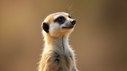Fototapeta premium A baby giraffe stands in front of a brown background