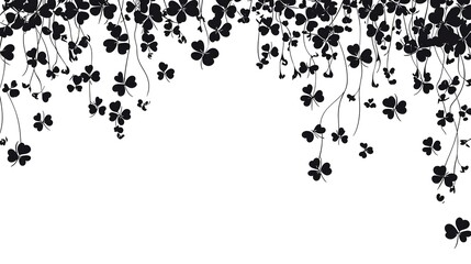 Black Clover Leaf Border: A timeless design of lucky four-leaf clovers in a minimalist black silhouette, perfect for adding a touch of nature and charm to your projects.  