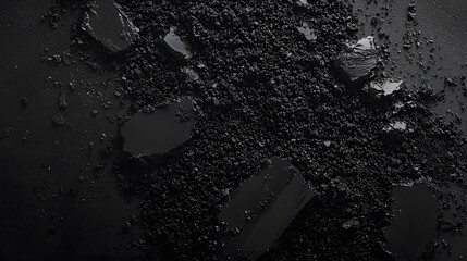 Crushed Black Stone: A textured background of finely ground black mineral powder, accented by scattered shards.