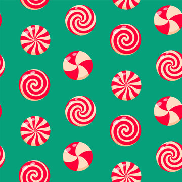 Christmas peppermint swirl candies seamless pattern. Christmas peppermint swirl candies seamless pattern.