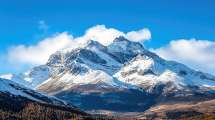 majestic mountain range under a clear blue sky