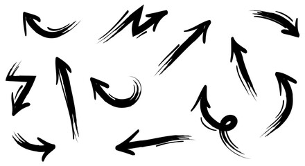hand drawn Arrows icons Set. arrow icon with various directions. Doodle vector illustration. isolated on a white background