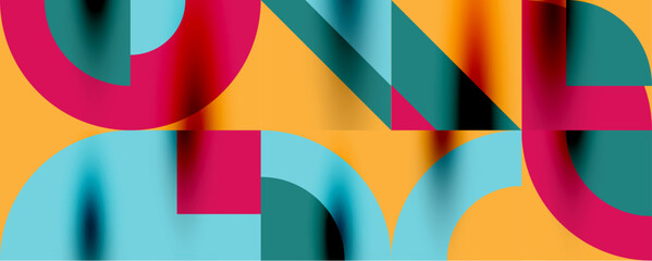 Obraz premium Neo memphis geometric pattern with circles, squares. Pop art abstract background for covers, banners, flyers and posters and other templates