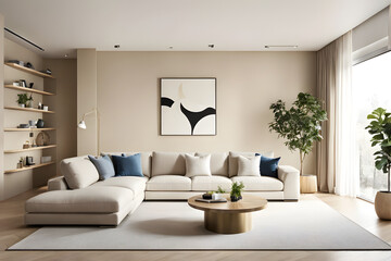 Fototapeta premium modern living room with fireplace