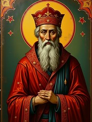 Obraz premium A man with a crown on his head and a beard