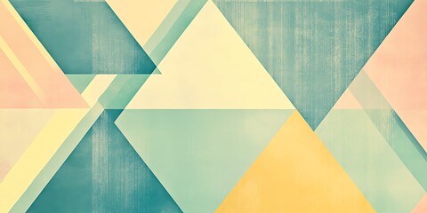 A geometric pattern featuring overlapping pastel triangles and soft lines, arranged in a minimalistic composition