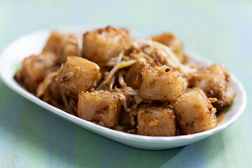 chinese dim sum favorite fried radish cake