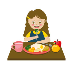 illustration of kid eating healthy food