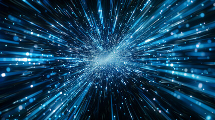 Fototapeta premium Bright light streaks representing high-speed data transfer in a digital space