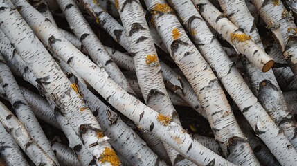 Pile of birch trunks