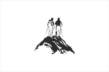Hiking minimalist and simple silhouette vector illustration. Hiking Silhouette vector on white background.