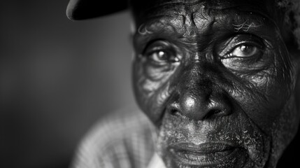 Close-up of an Elderly Man's Face.