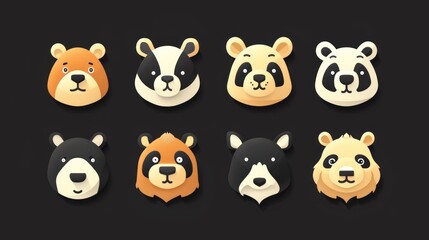 Naklejka premium Cute Animal Faces Design.