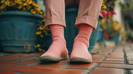 Pink basic colored socks