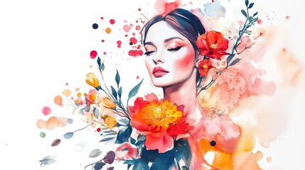 Watercolor illustration of a charming fashion bouquet