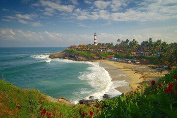 Kovalam beach from light house, ai