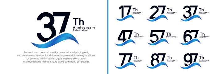 anniversary logotype set. vector design black color number can be use for special moment