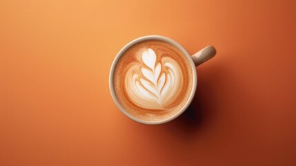 Overhead View of Latte Art in a Mug.