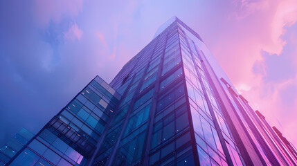 Skyscrapers background in purple color