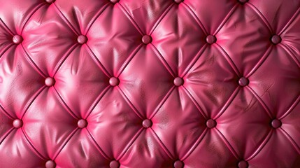 Fototapeta premium Pink leather wall with button design on padded background