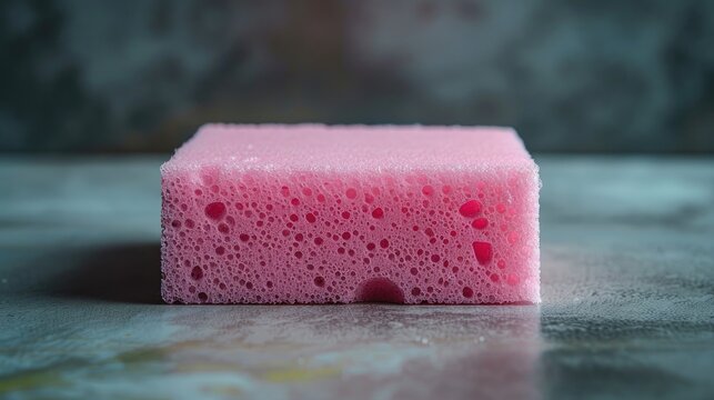 Pink sponge for cleaning at close range