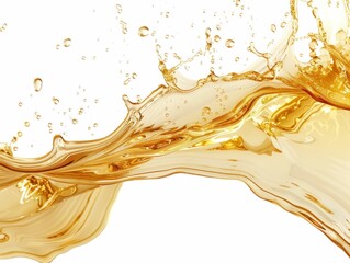 Fototapeta premium Vibrant orange liquid splashing in the air with water droplets on a white background concept beauty, art, creativity, refreshment