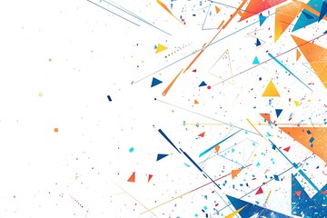Fototapeta premium Background, white color with colorful lines and triangles on the right side, blue and orange colors, white background, colorful lines and shapes, bright colors, 