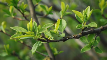 Obraz premium Plant parts on branches Leaves thicken as they grow
