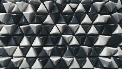 Obraz premium Abstract arrangement of triangles on a black and gray background.