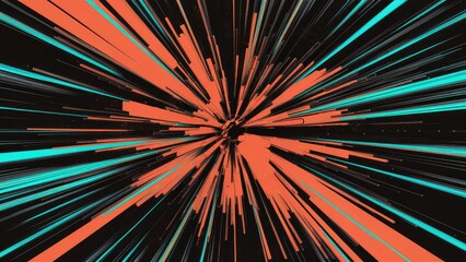 Abstract digital error background with glitch effects featuring distortion noise, static stripes, and a vibrant orange, black, and blue color palette.