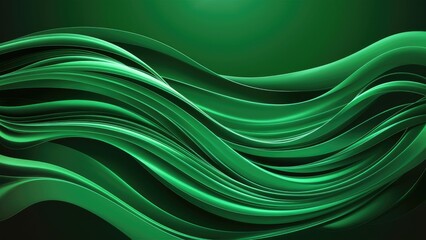 Fototapeta premium Abstract green gradient background featuring flowing waves, perfect for contemporary design and digital art projects.