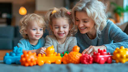 Obraz premium parent and children playing with toys