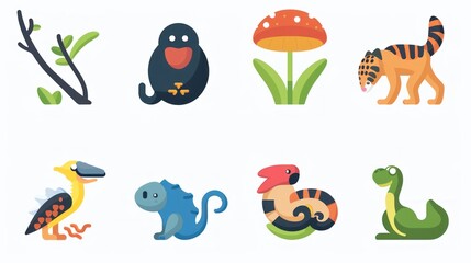 Fototapeta premium Cute Cartoon Animal Illustrations.