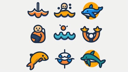 Colorful Dolphin Icons.