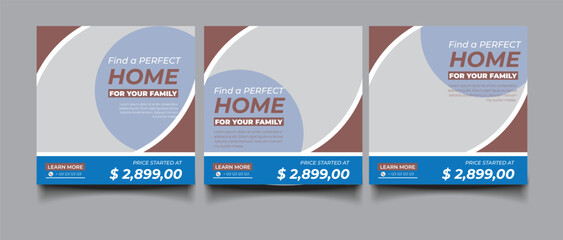 Real Estate Social Media Post Template, Editable Banner Template With Dream Home Post Social