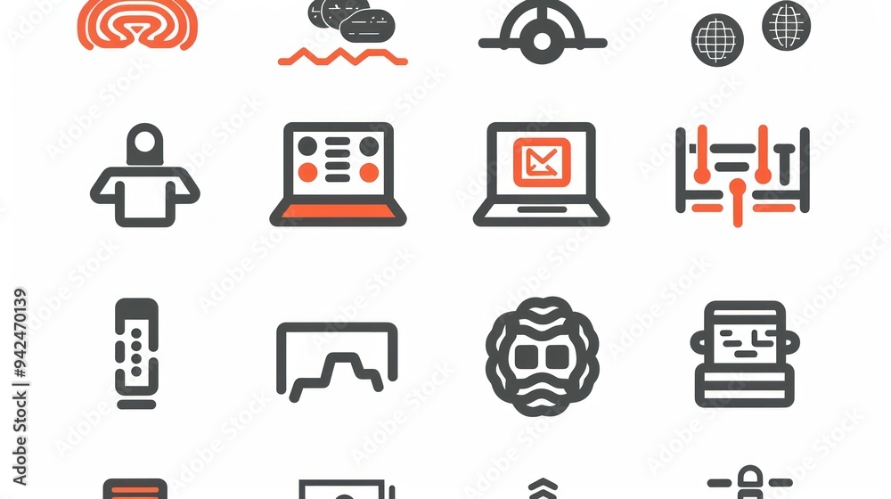 Canvas Prints Set of modern line icons for web and mobile apps.