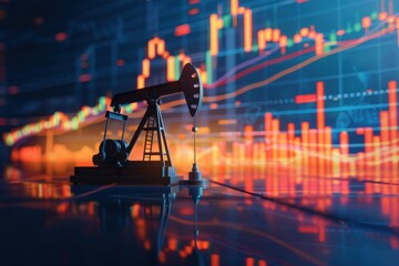 Oil Pump in Front of Stock Chart