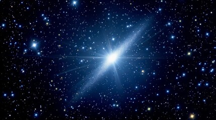 Fototapeta premium A Bright Star and a Faint Galaxy in a Starry Night Sky